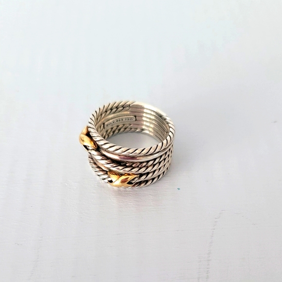 David Yurman Two-Tone Double X Crossover Ring, Price is firm. - Picture 2 of 10